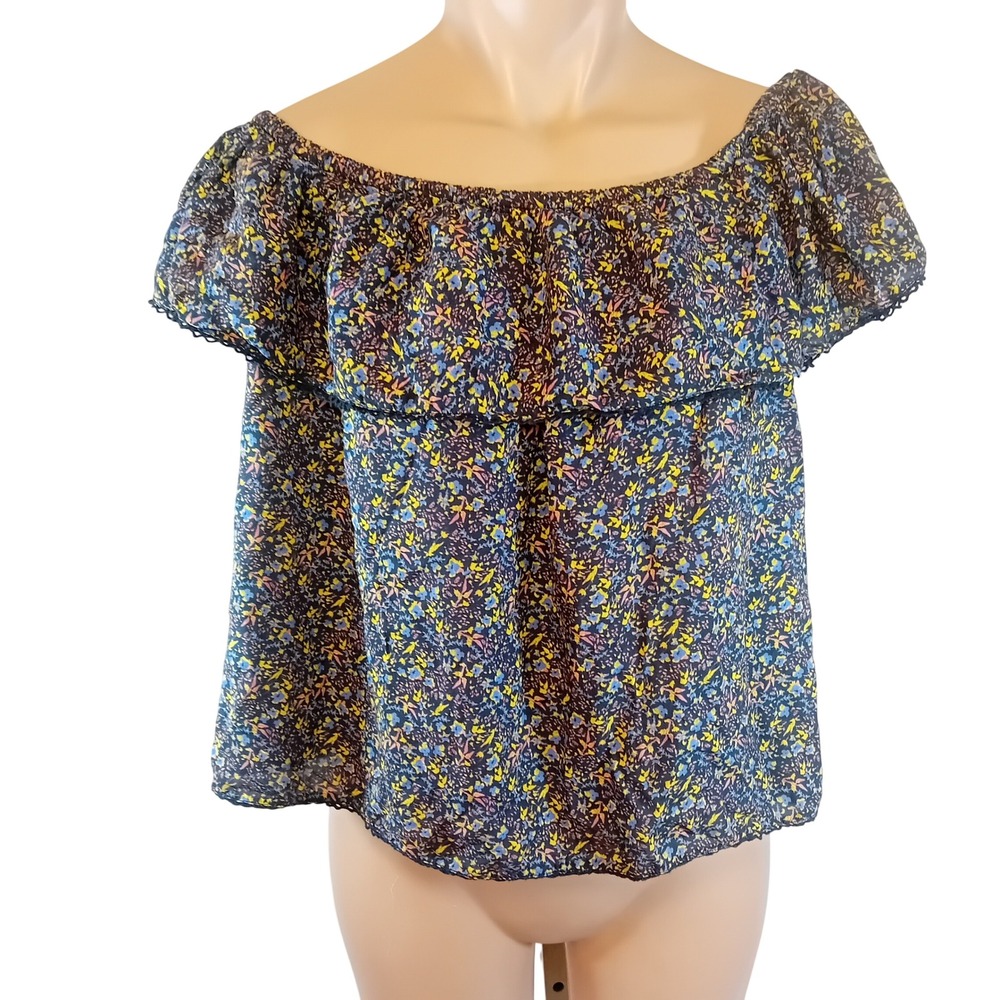 NWOT Wilfred Off Shoulder Navy Floral Lightweight Blouse Top Boho Cottagecore M